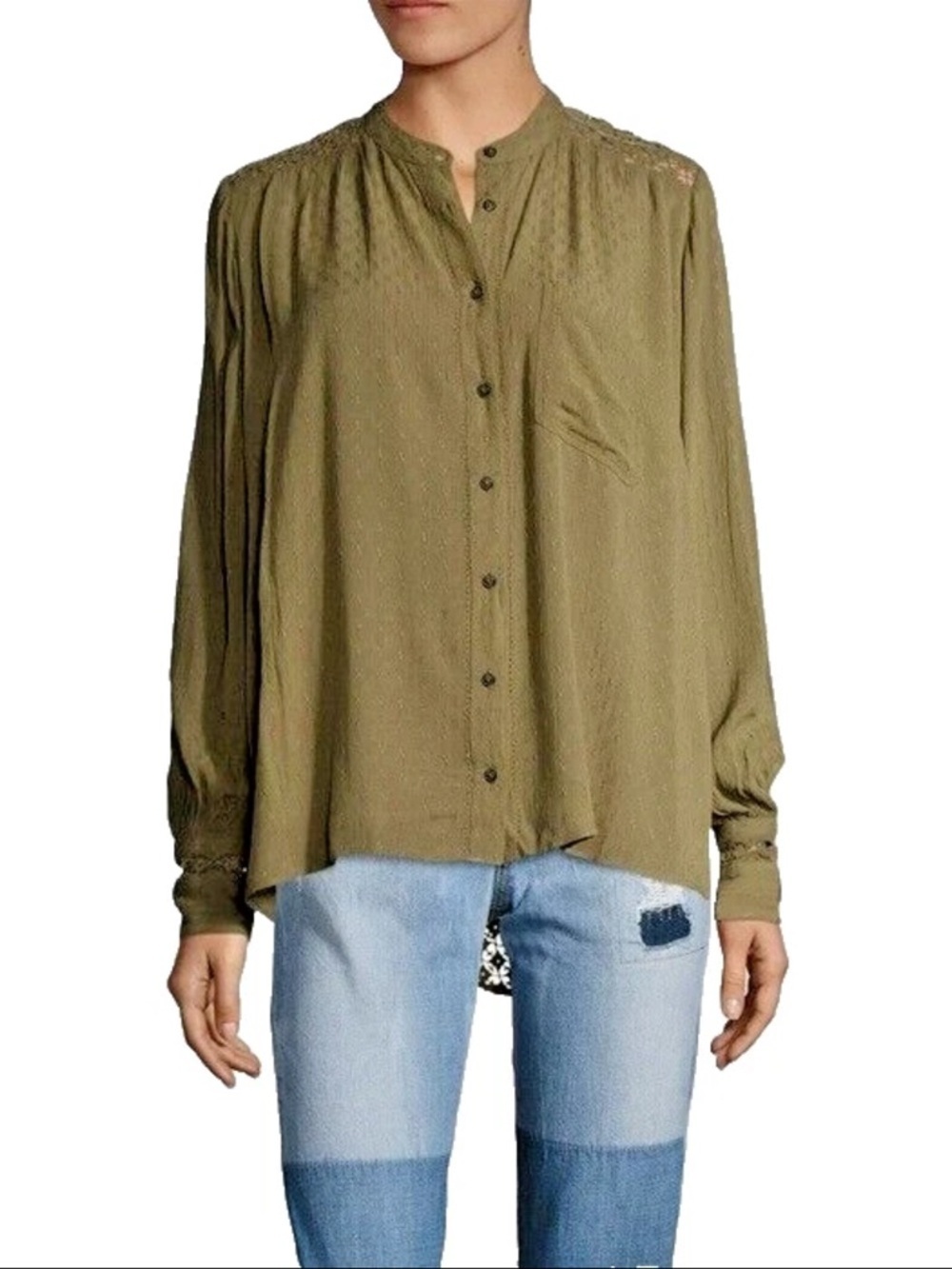 FREE PEOPLE | The Best Crochet Button Down Blouse - Picture 2 of 9